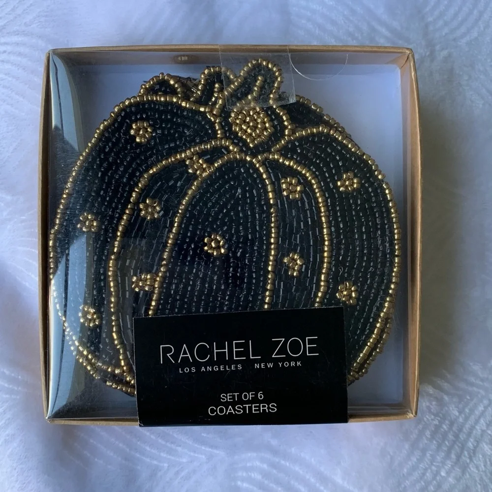 SALE - Rachel Zoe beaded pumpkin coasters - Picture 1 of 4